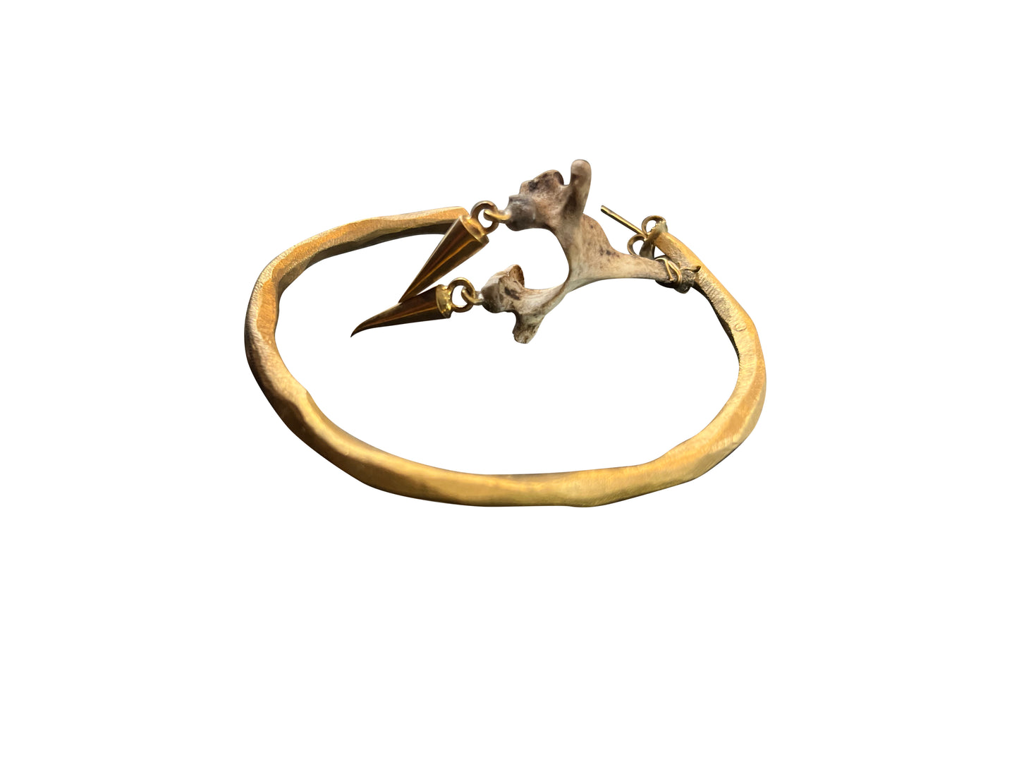 Brass Hoop Earring with Bone