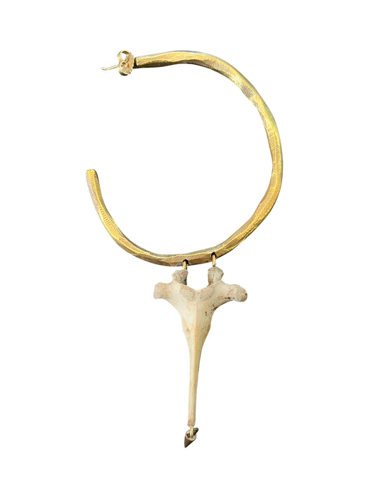 Brass Hoop Earring with Drop Bone