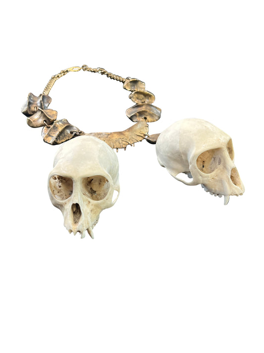 Brass Choker with Skulls and Moulded Brass Pieces