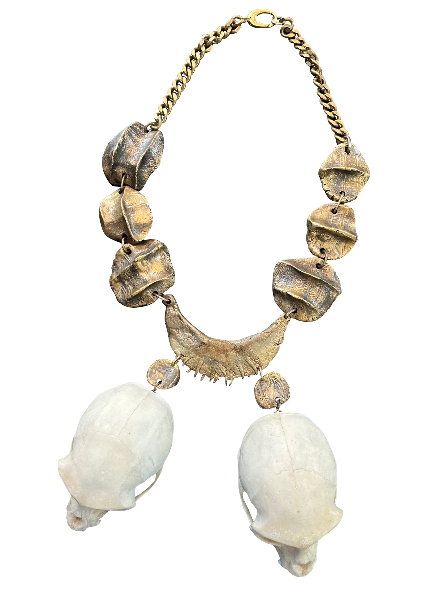 Brass Choker with Skulls and Moulded Brass Pieces