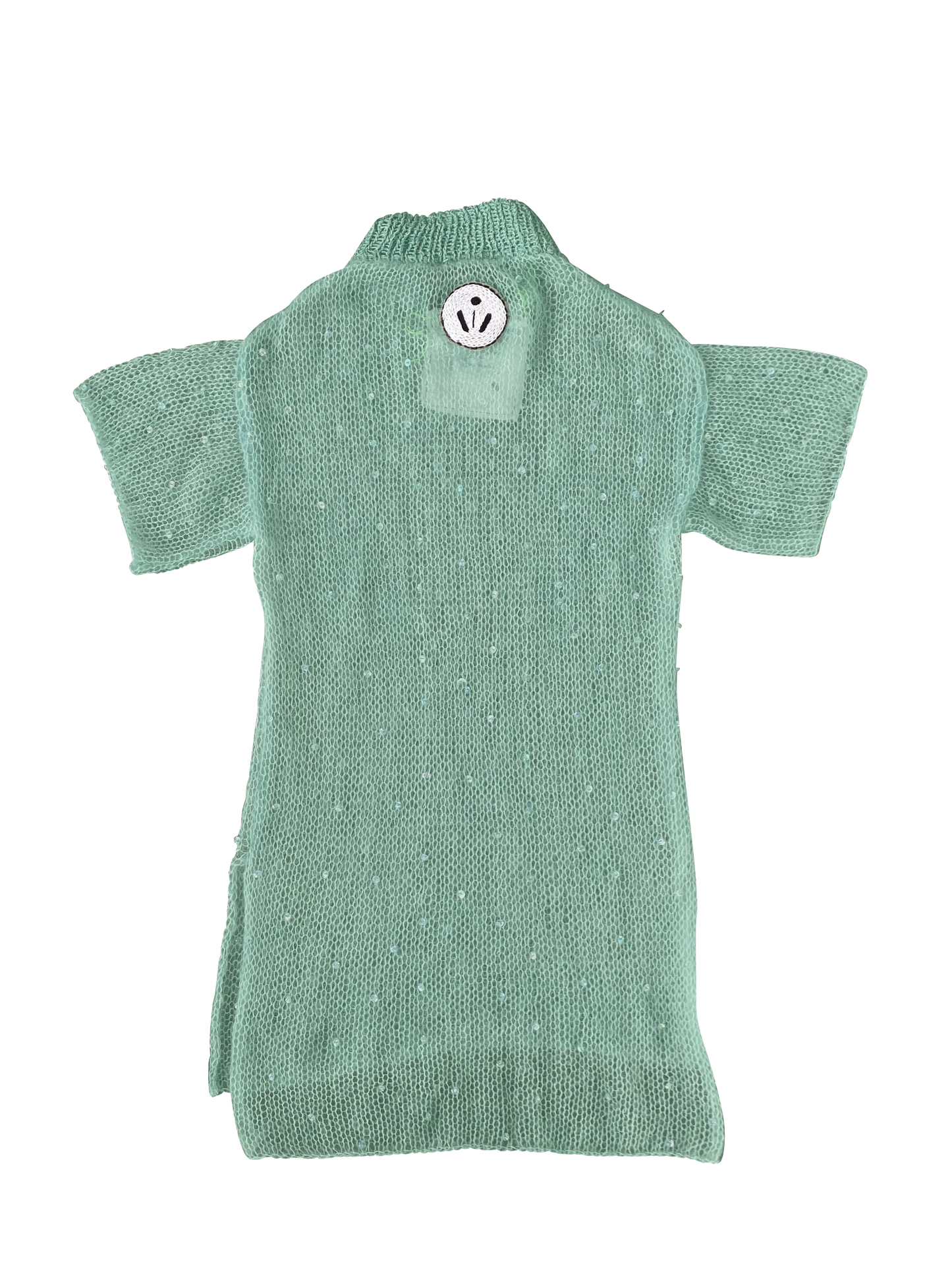 Sky Artisanal Mohair T-shirt with Hand-beaded Sequins Details