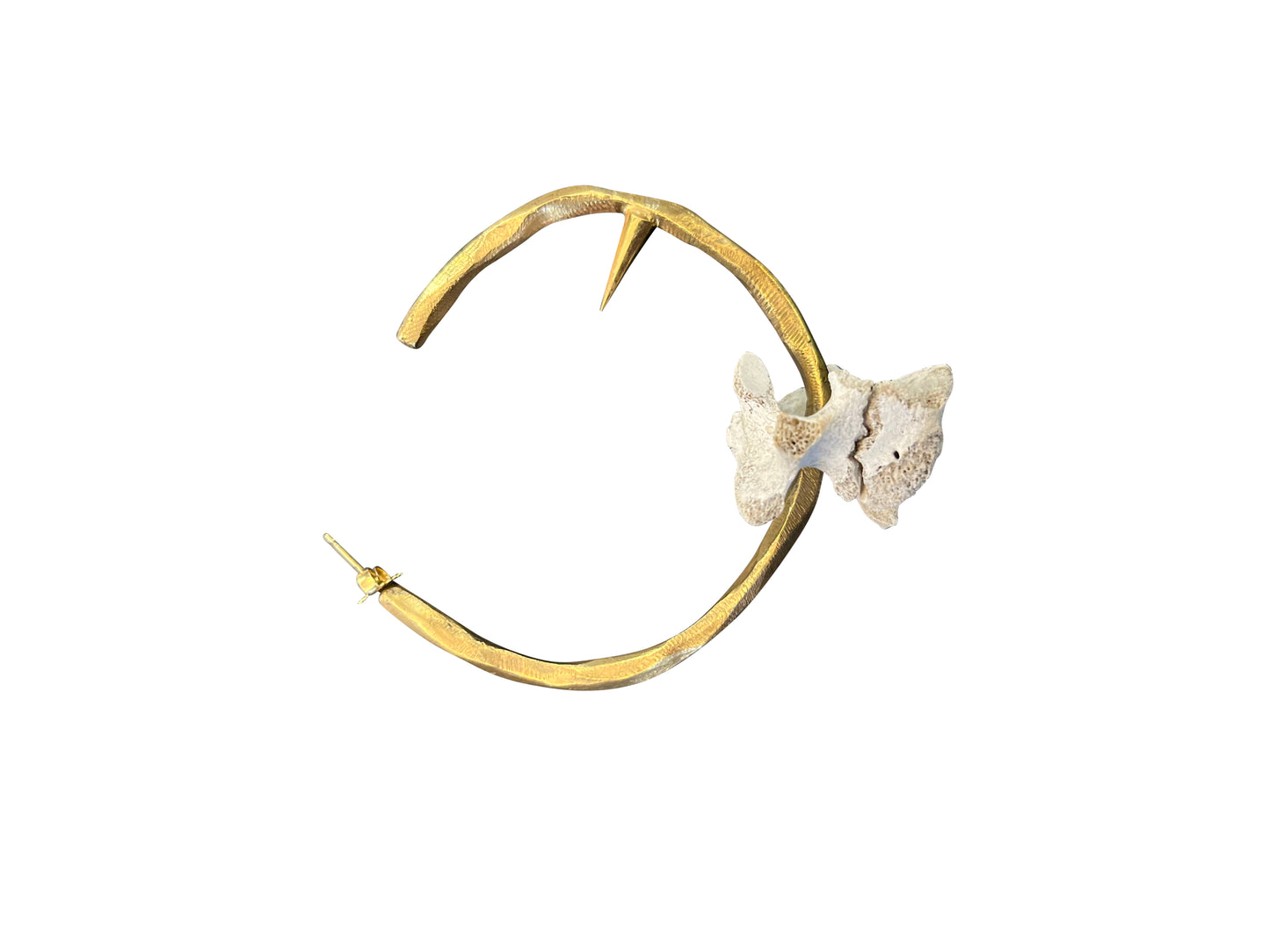 Brass Hoop Earring with Spike and Bone