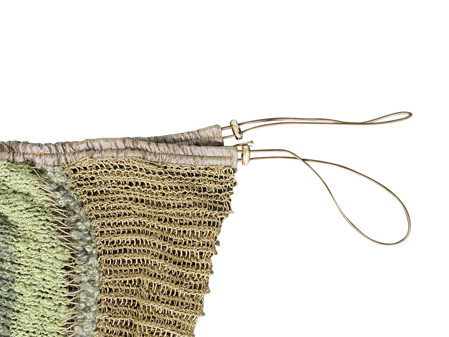 Green-Moss Knitted Draped Dress with Adjustable Drawstrings in Mohair, Wool, Viscose Blend