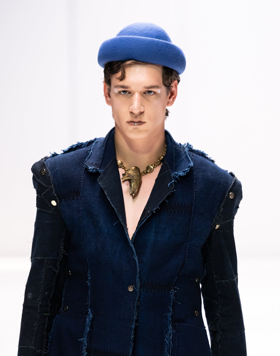 African Indigo Trapeze Tailored Jacket