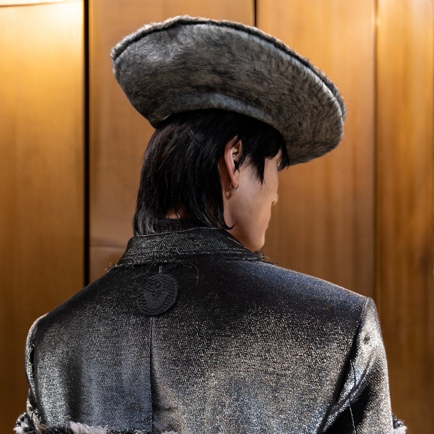 Grey and Black Felted Wool Hat