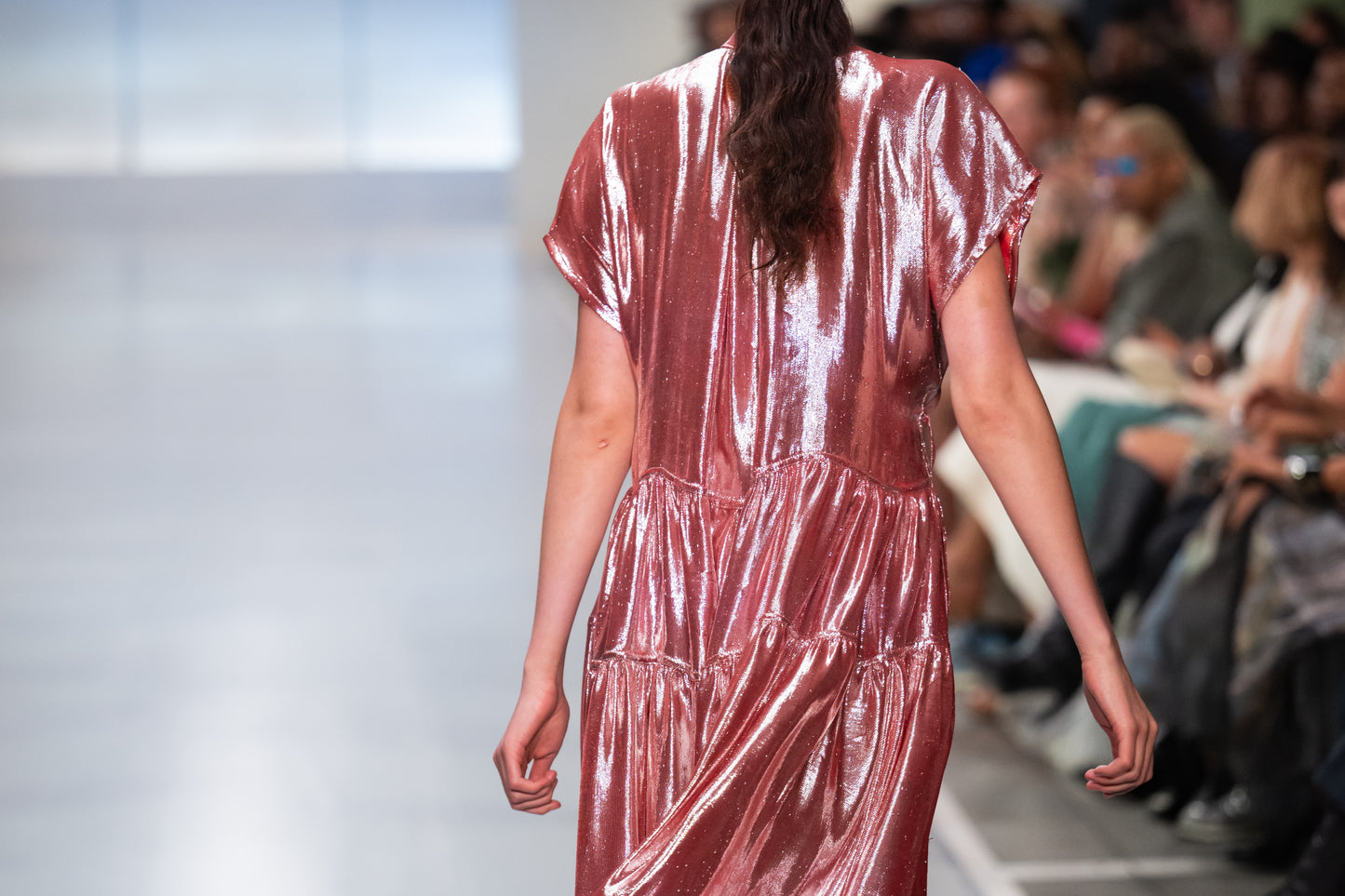 Orange Silk Lurex Signature Qipao Maxi Dress