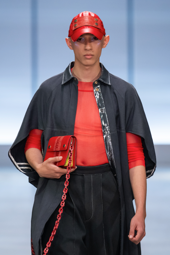 Red Stretch Mesh Long-Sleeve Top