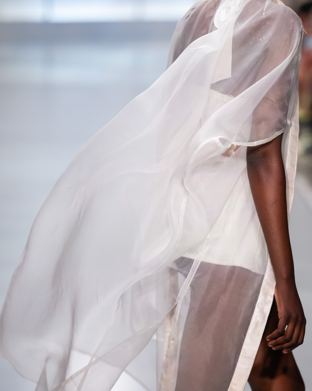 White Silk Organza Long Cocoon Shirt