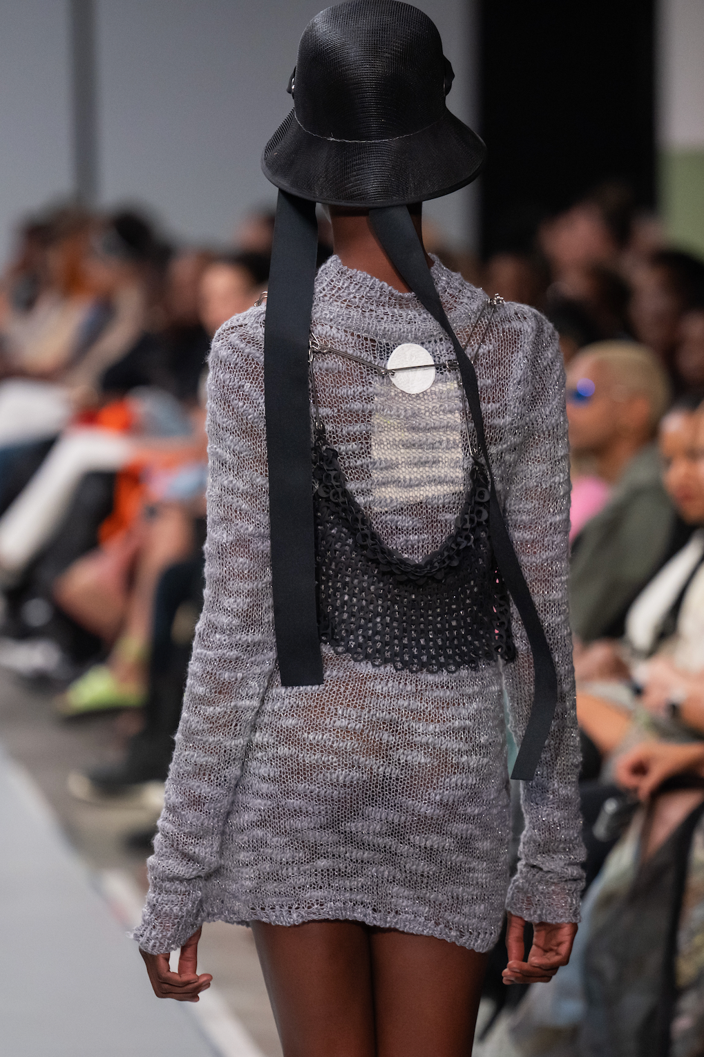 Grey Wool Mohair Lurex Knitwear Racer Tunic