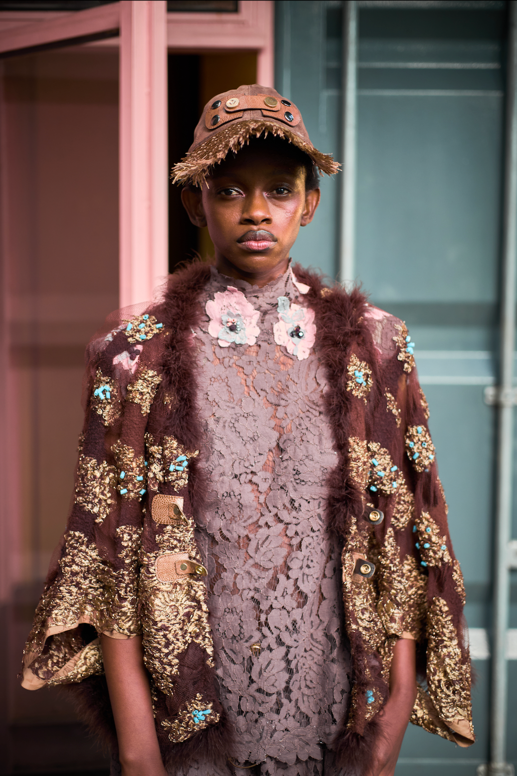 Hand-Felted Lace with Maribou Feathers and Hand-Beaded Shawl