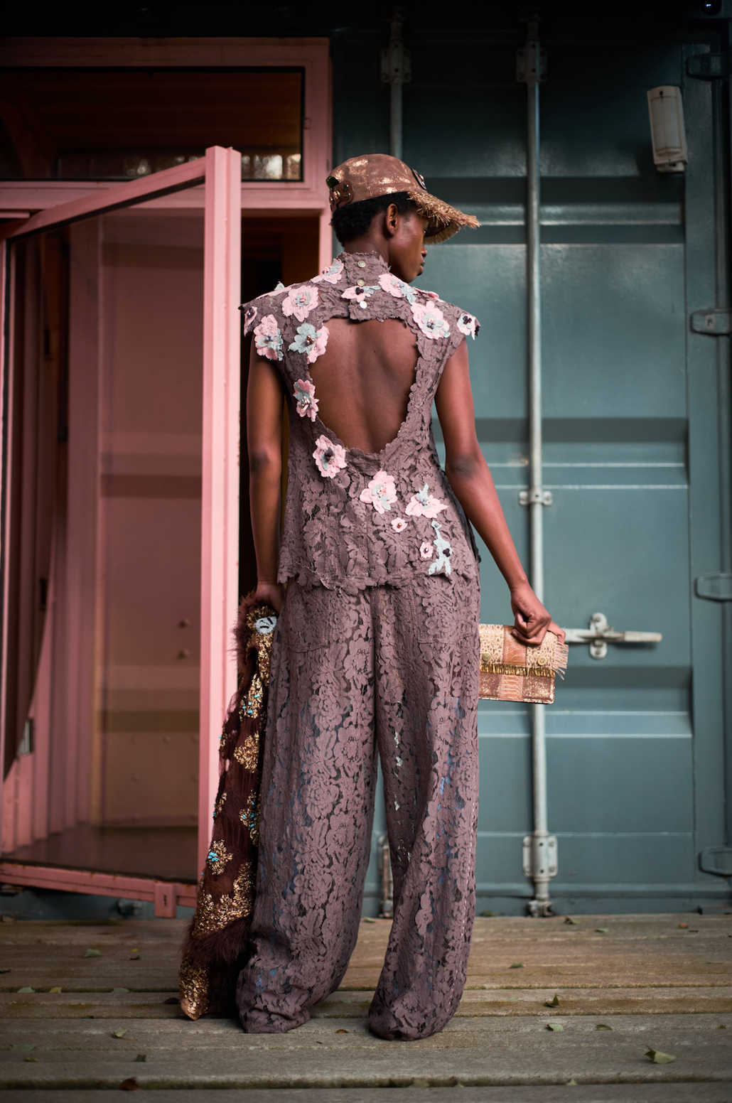 Blossoming Echeveria Open Back Top in Lace