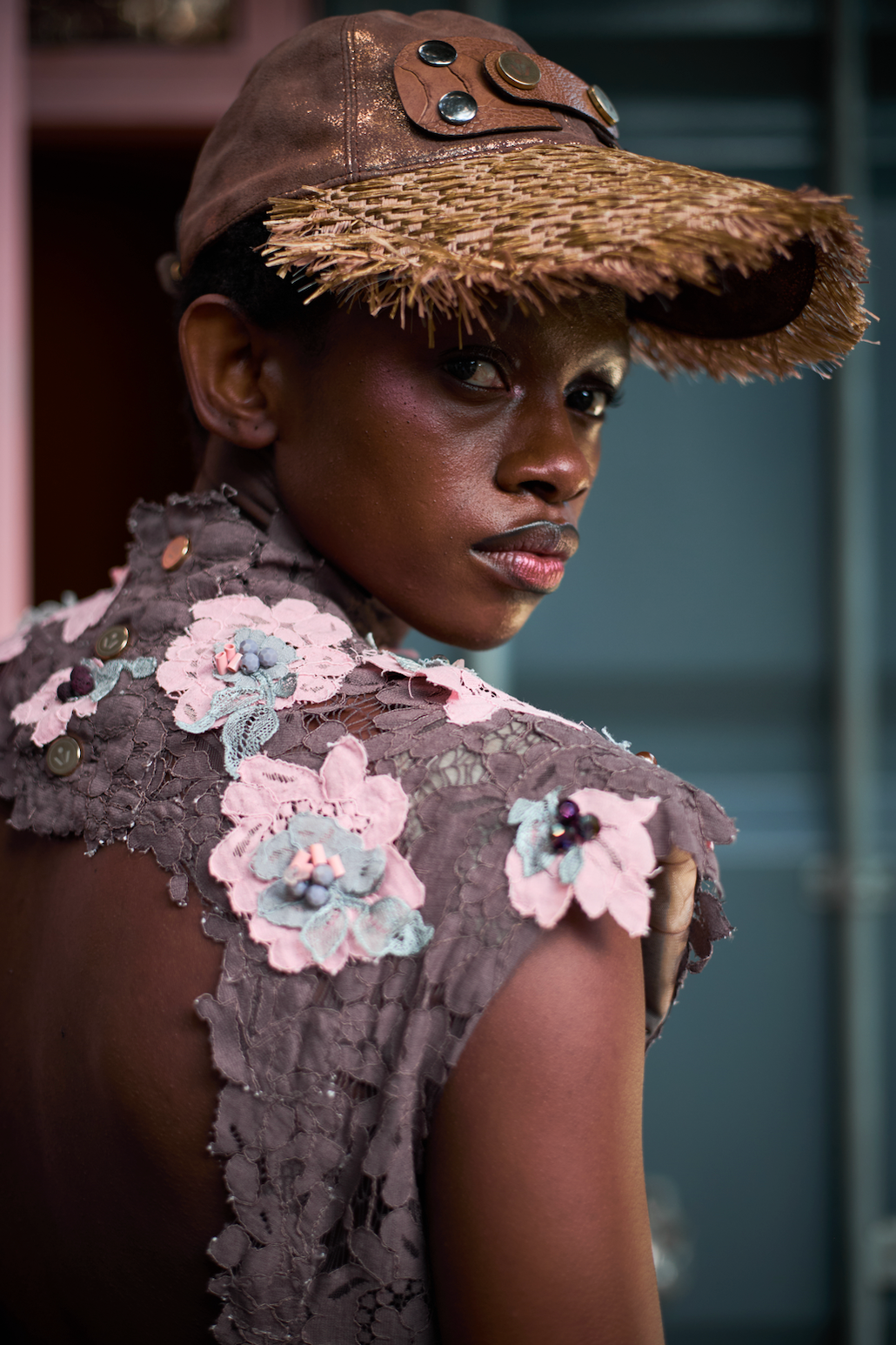 Blossoming Echeveria Open Back Top in Lace