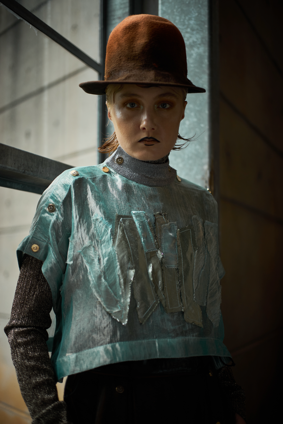 Aquamarine Ocean Silk Lamé Organza Appliqué T-shirt