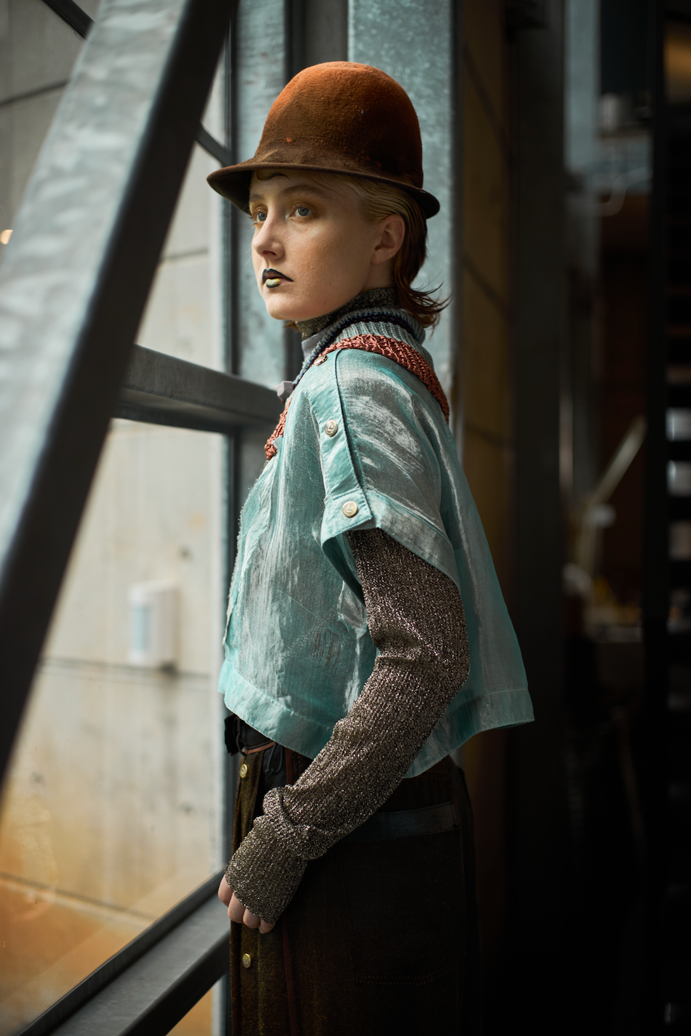 Aquamarine Ocean Silk Lamé Organza Appliqué T-shirt