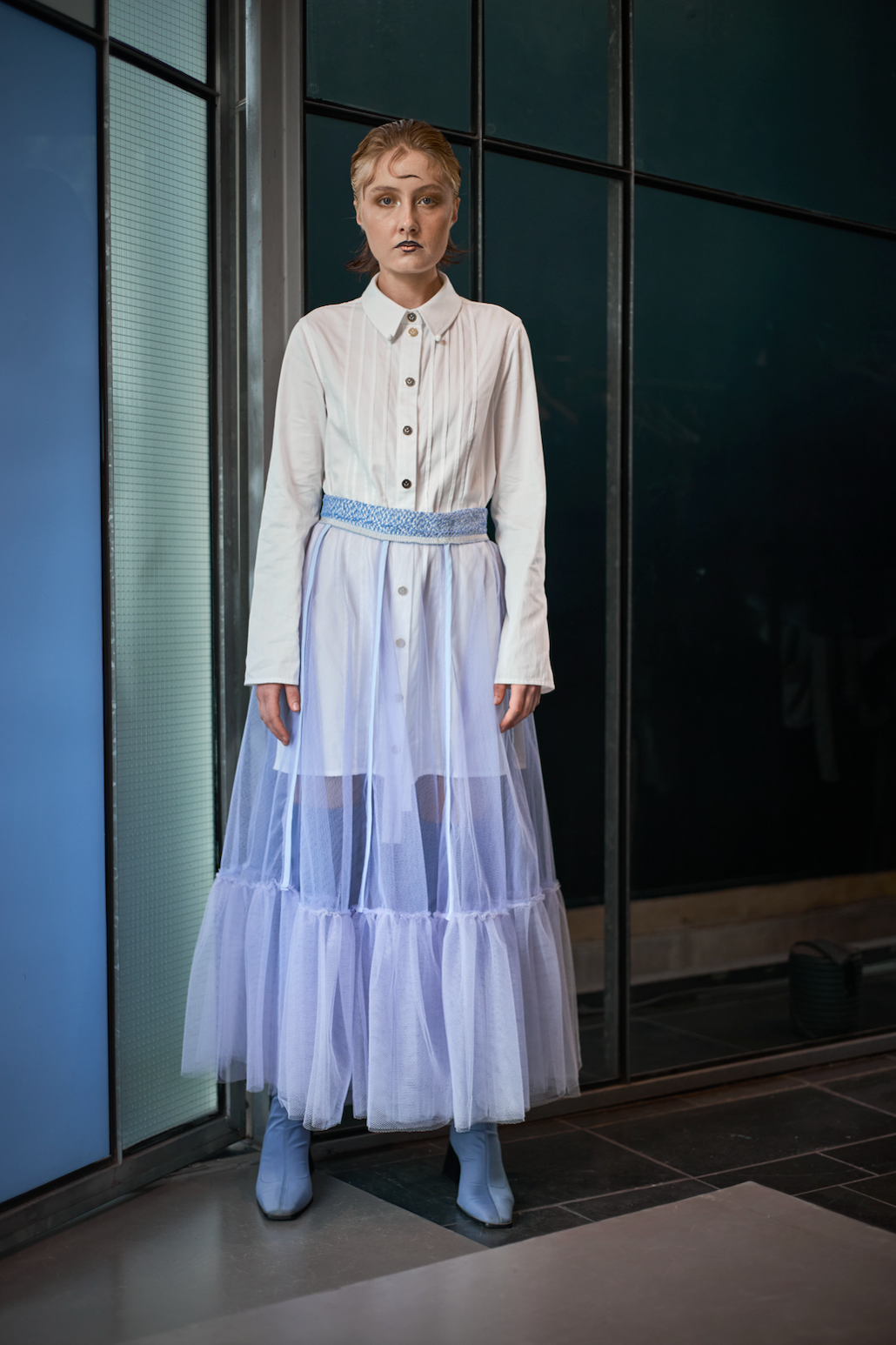 Arctic White Fitted Shirt Dress in Organic Cotton