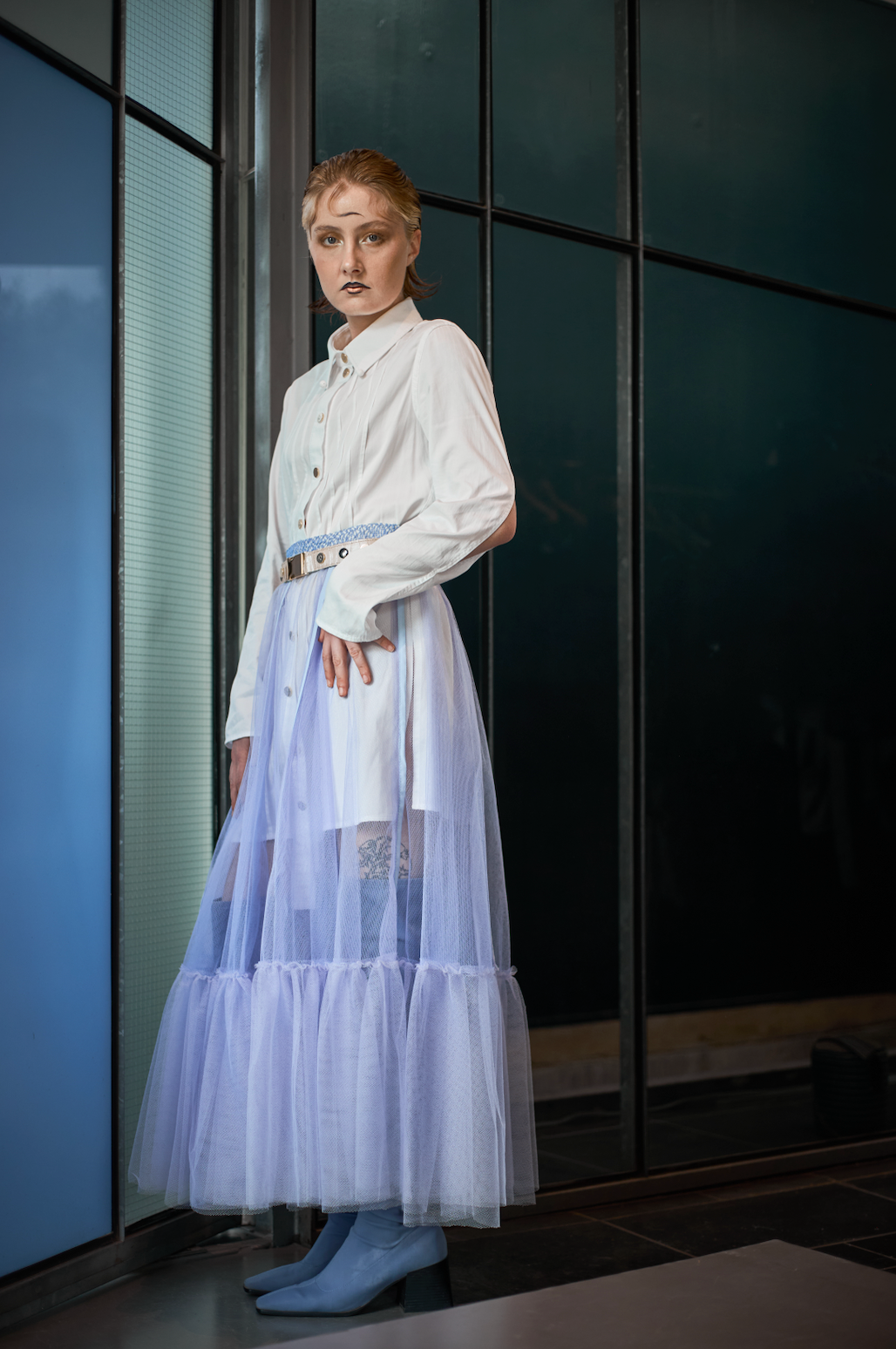 Arctic White Fitted Shirt Dress in Organic Cotton