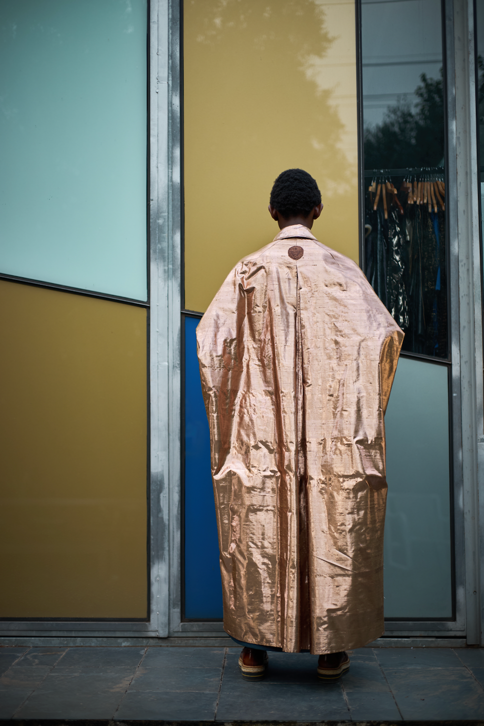 Copper Cocoon Silk Shirt Dress