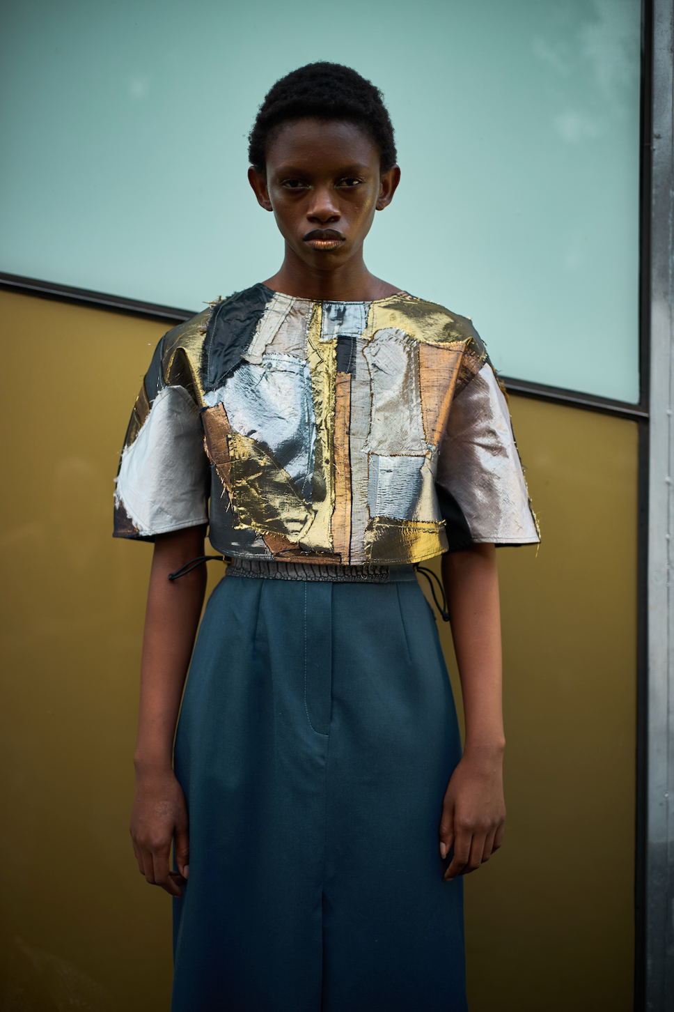 Abstract Appliqué Sculpted Top