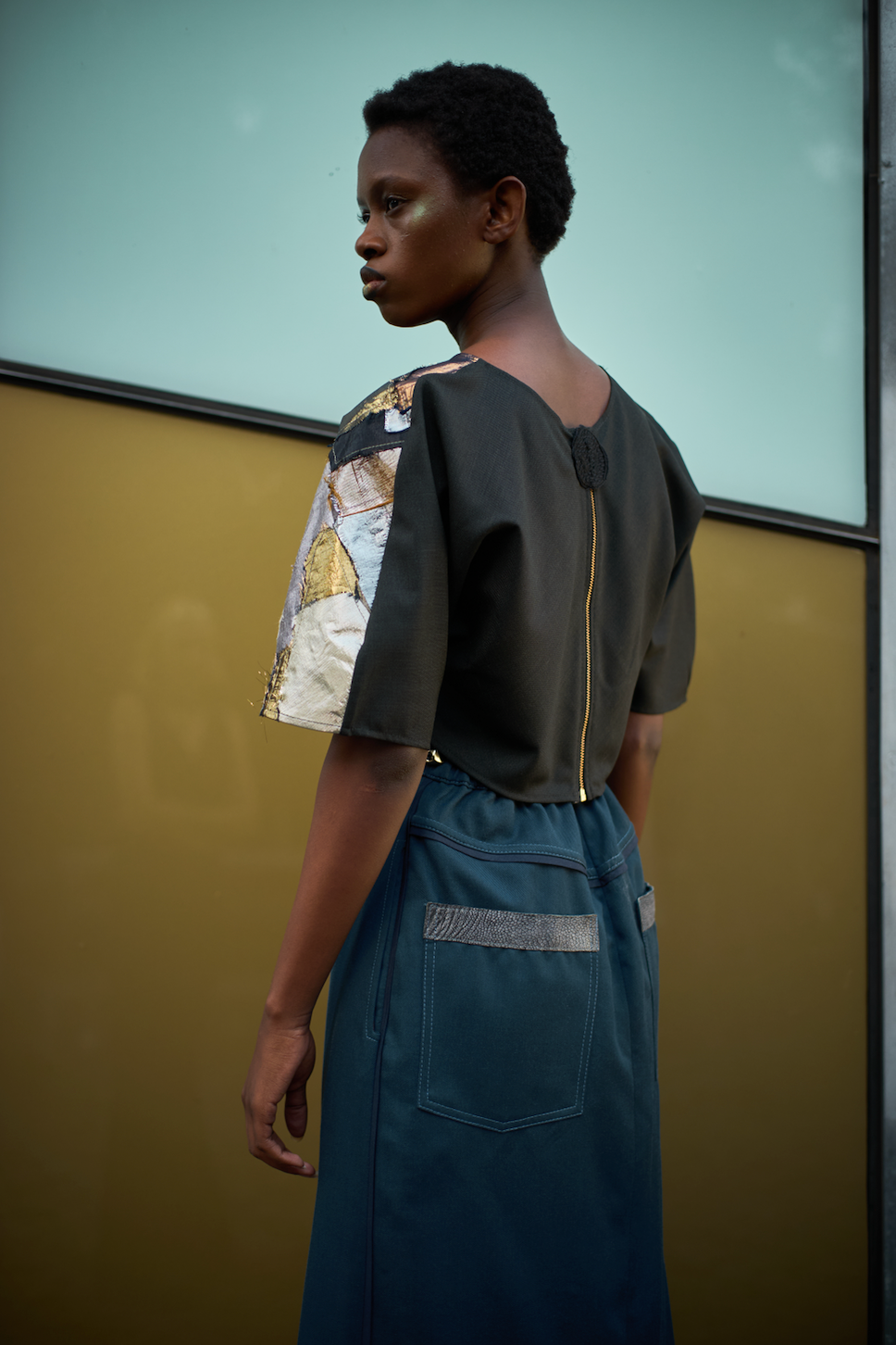 Abstract Appliqué Sculpted Top