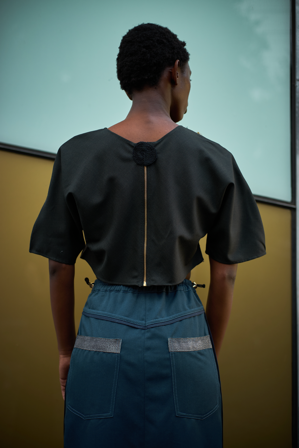 Abstract Appliqué Sculpted Top