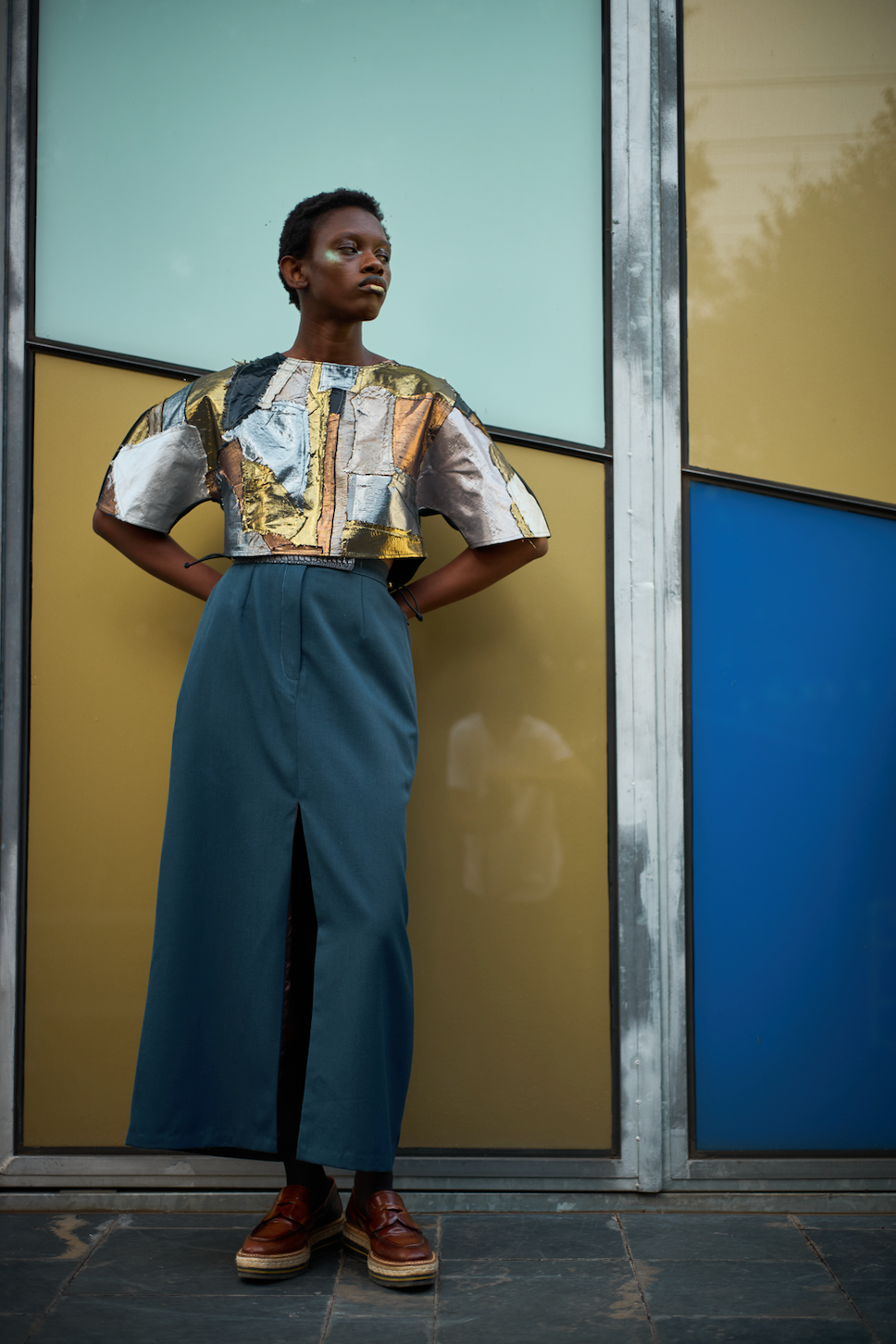 Abstract Appliqué Sculpted Top