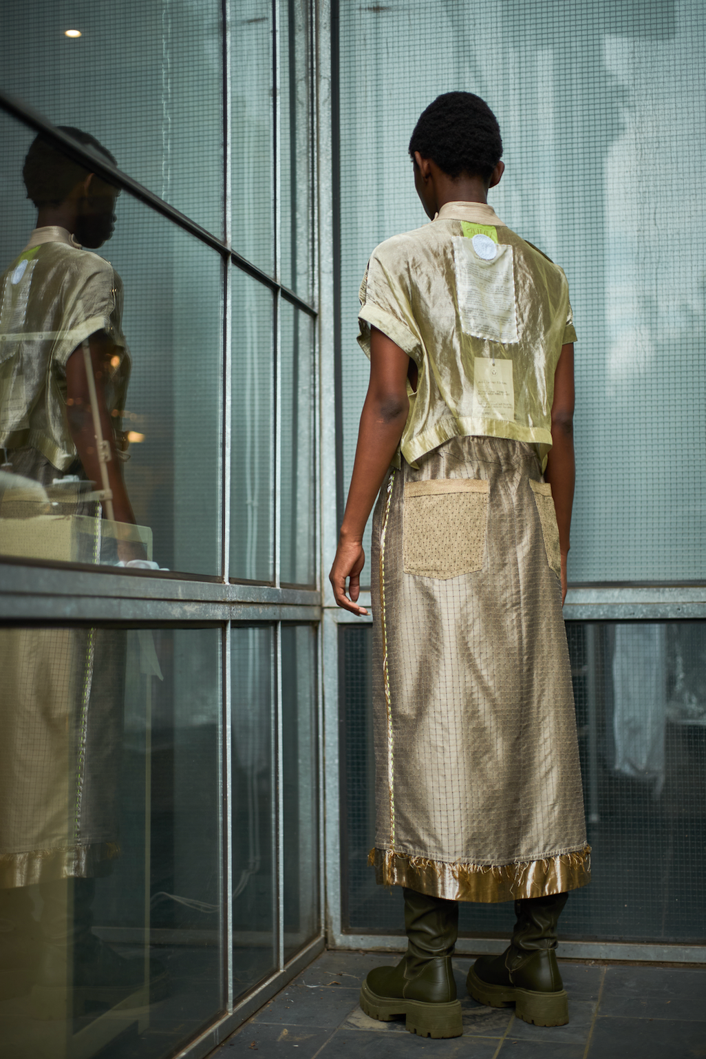 Lithospheric Long Tube Skirt in Vintage Silk Synthetic