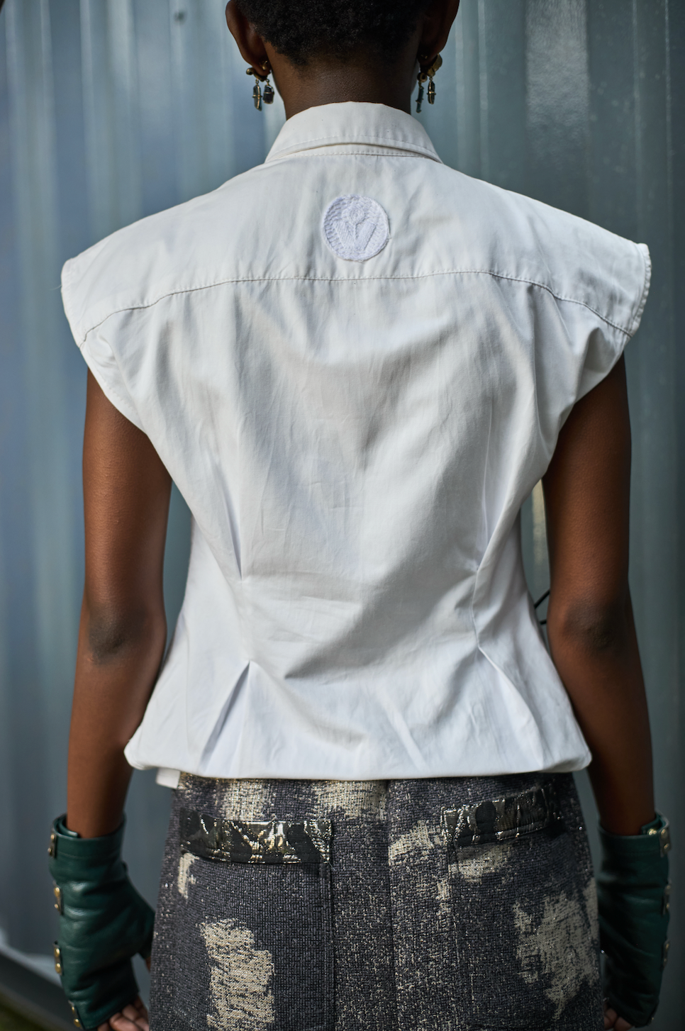 Glacial Shard Sculpted Sleeveless Pintuck in Organic Cotton
