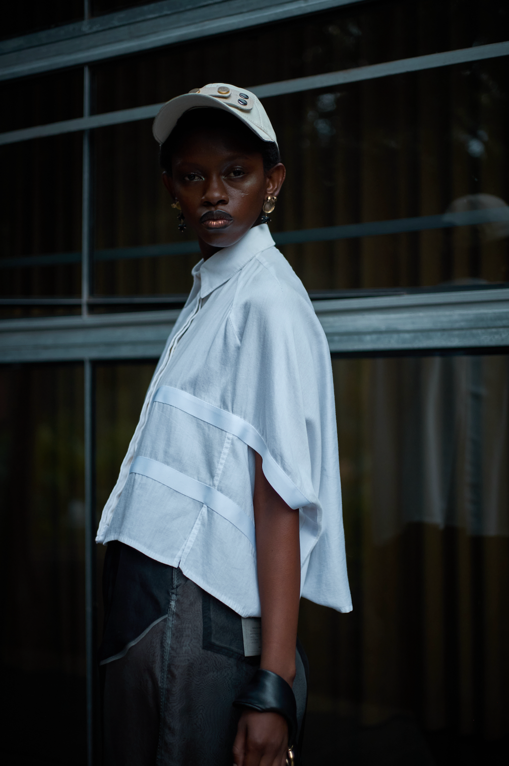 Nuvola Bianca Cropped Cocoon Shirt in Silk Cotton