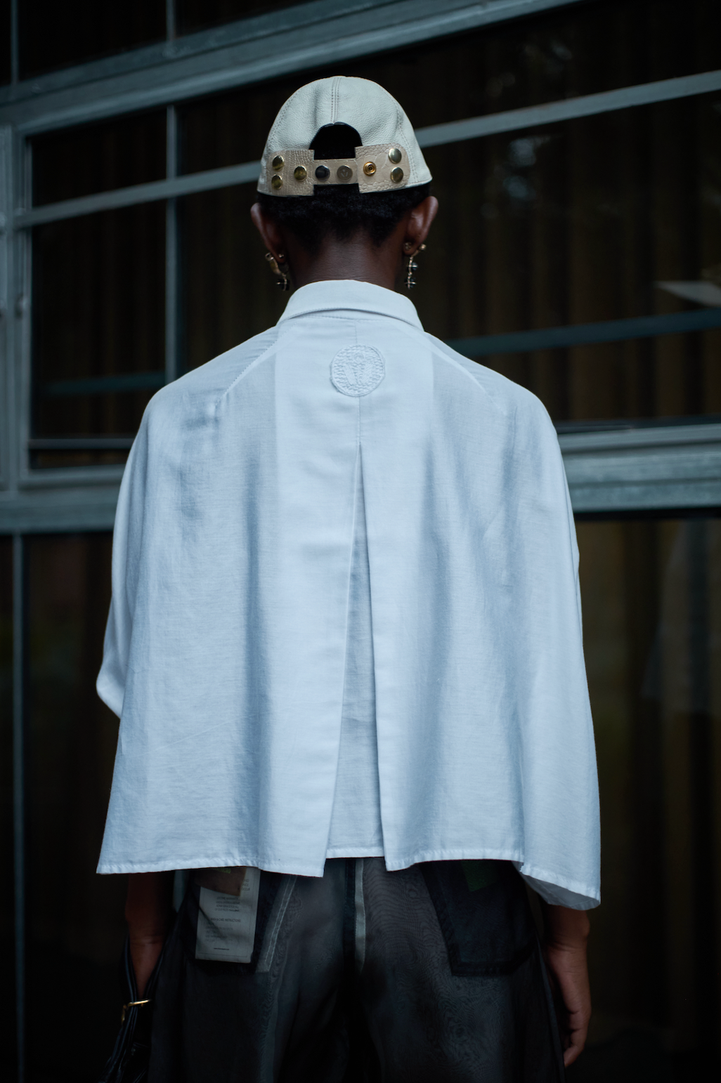 Nuvola Bianca Cropped Cocoon Shirt in Silk Cotton