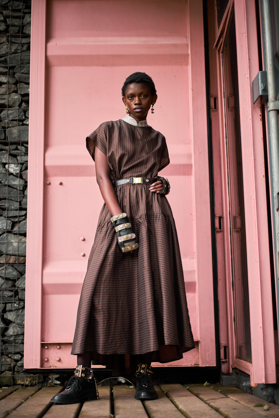 Grounded Signature Qipao Maxi Dress in Acetate Taffeta