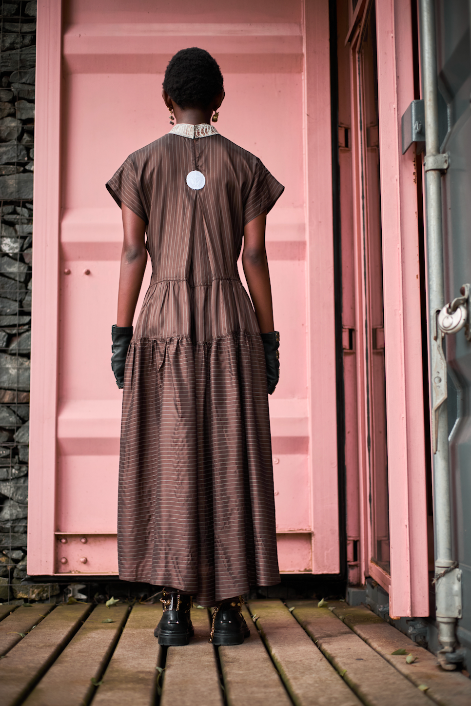 Grounded Signature Qipao Maxi Dress in Acetate Taffeta