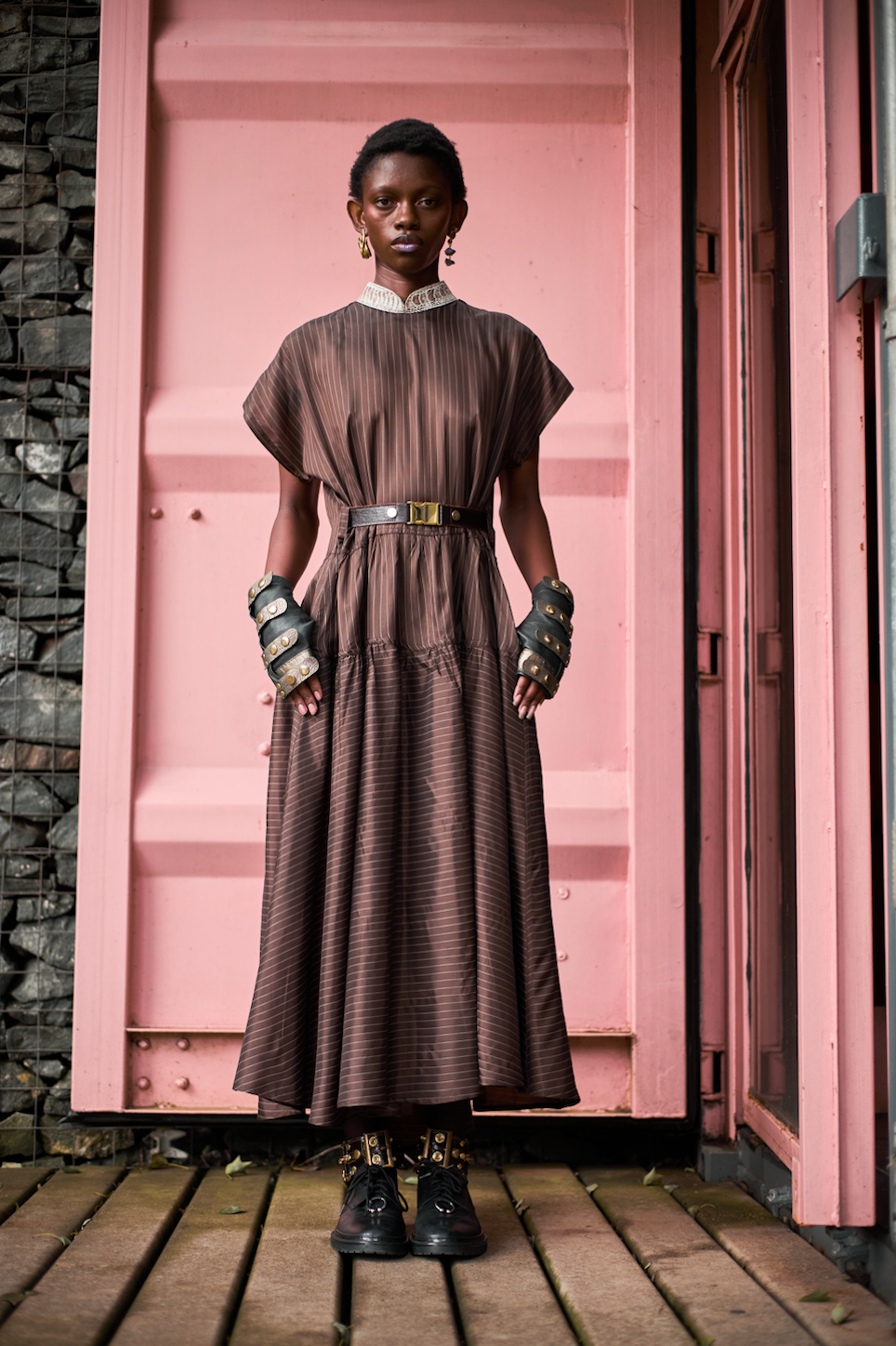 Grounded Signature Qipao Maxi Dress in Acetate Taffeta