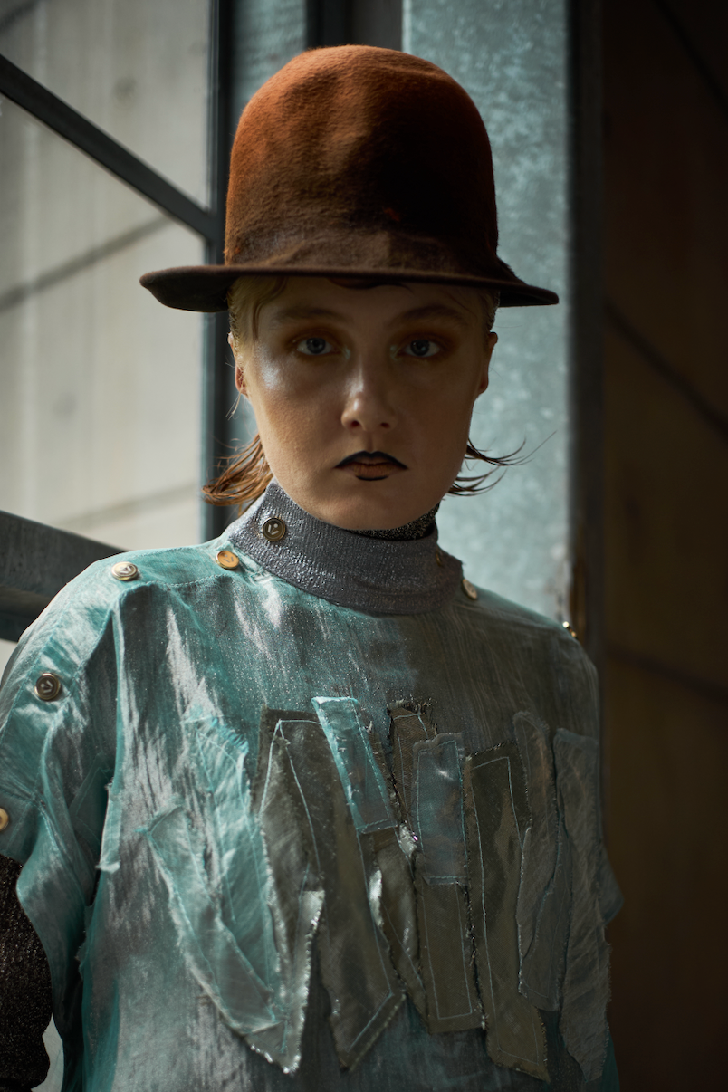 Burnt Orange and Brown Ombré Wool felted Hat