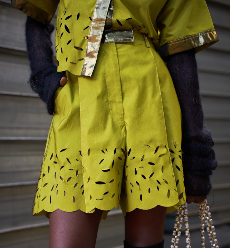 Buttons on a Sunflower Trapeze Shorts