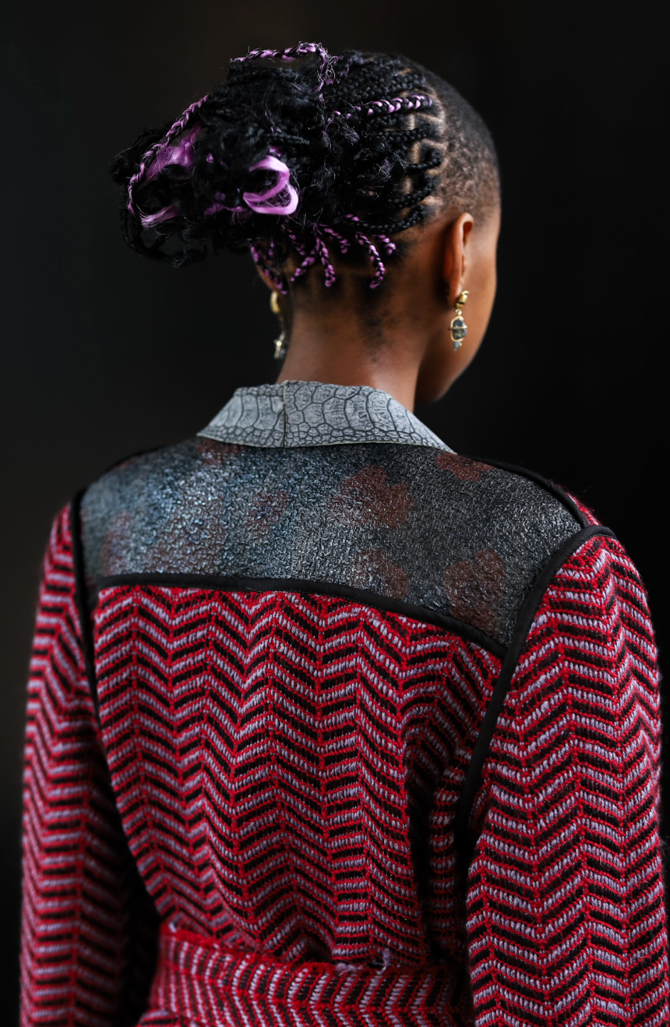 Red Liquorish Herringbone Coat, in Tweed Mohair