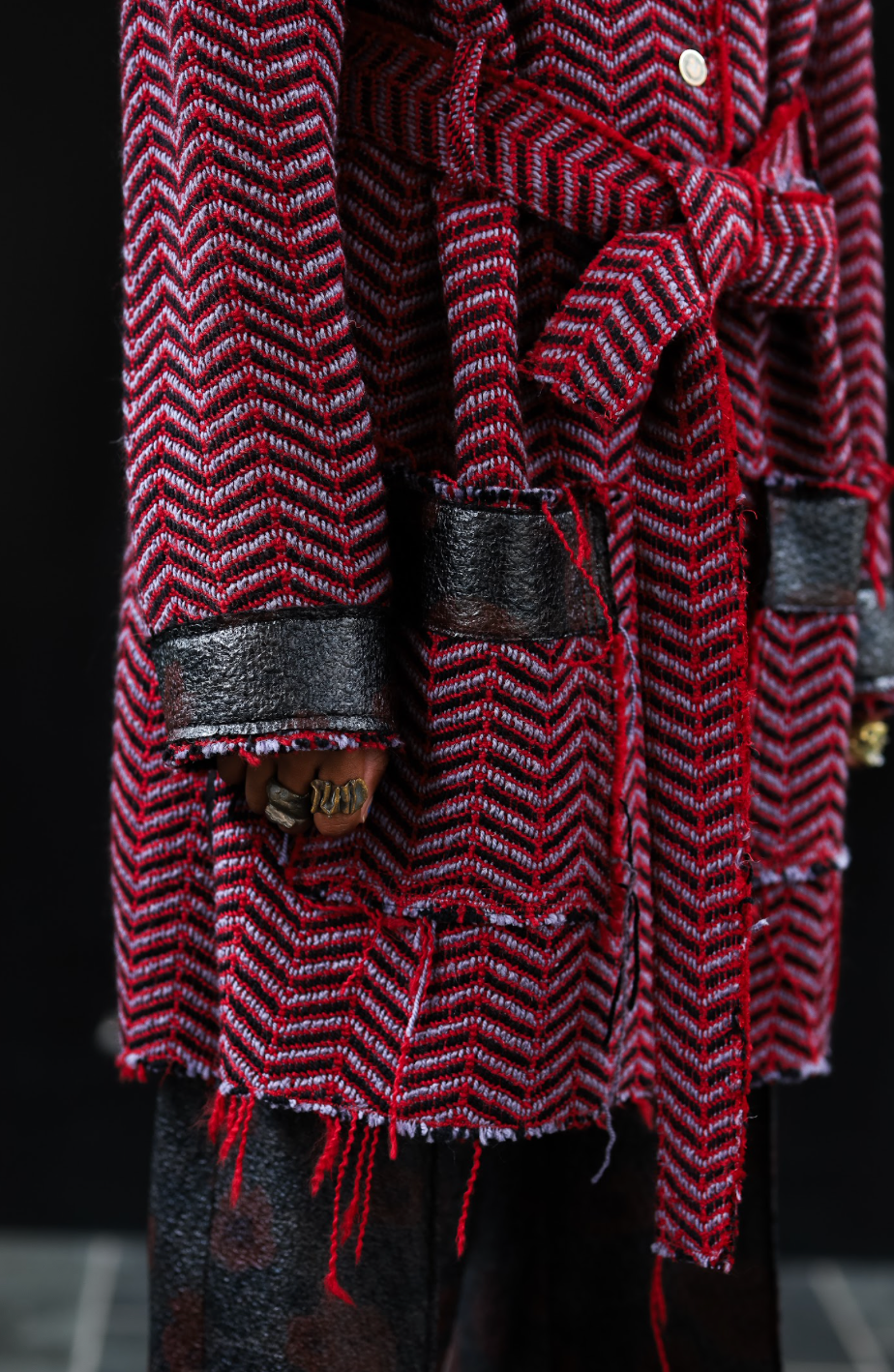 Red Liquorish Herringbone Coat, in Tweed Mohair