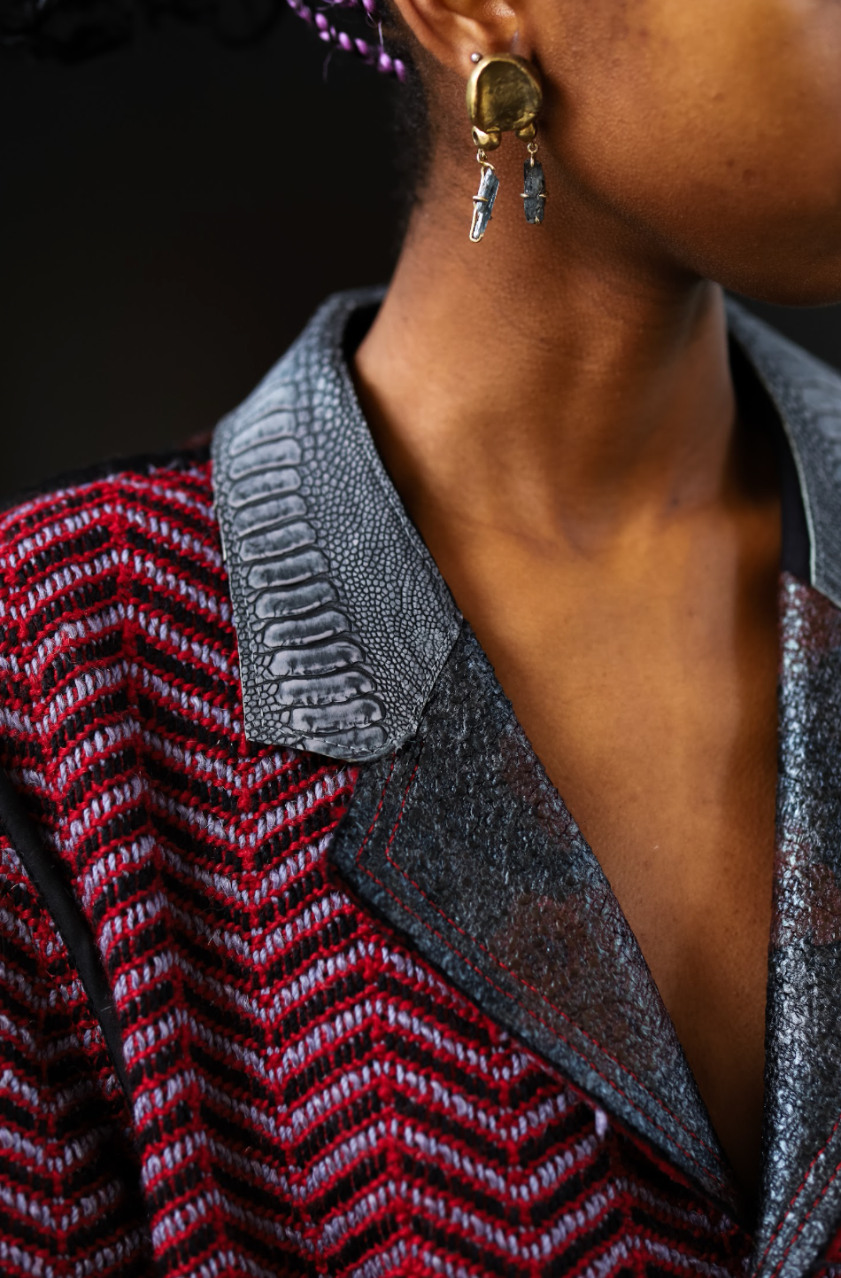 Red Liquorish Herringbone Coat, in Tweed Mohair