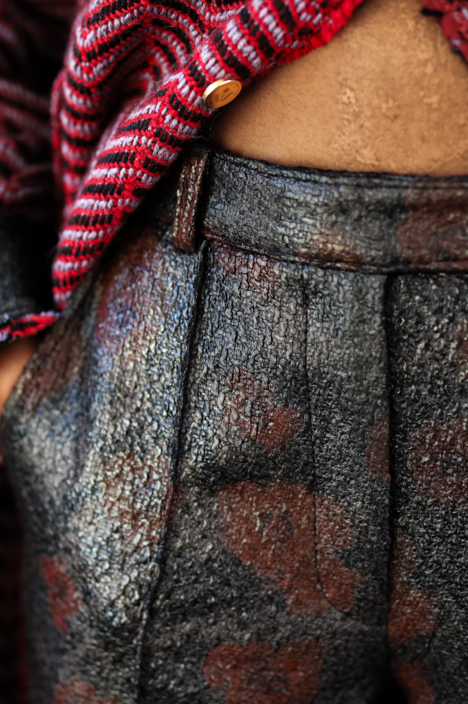 Rubberised Straight Leg Pants