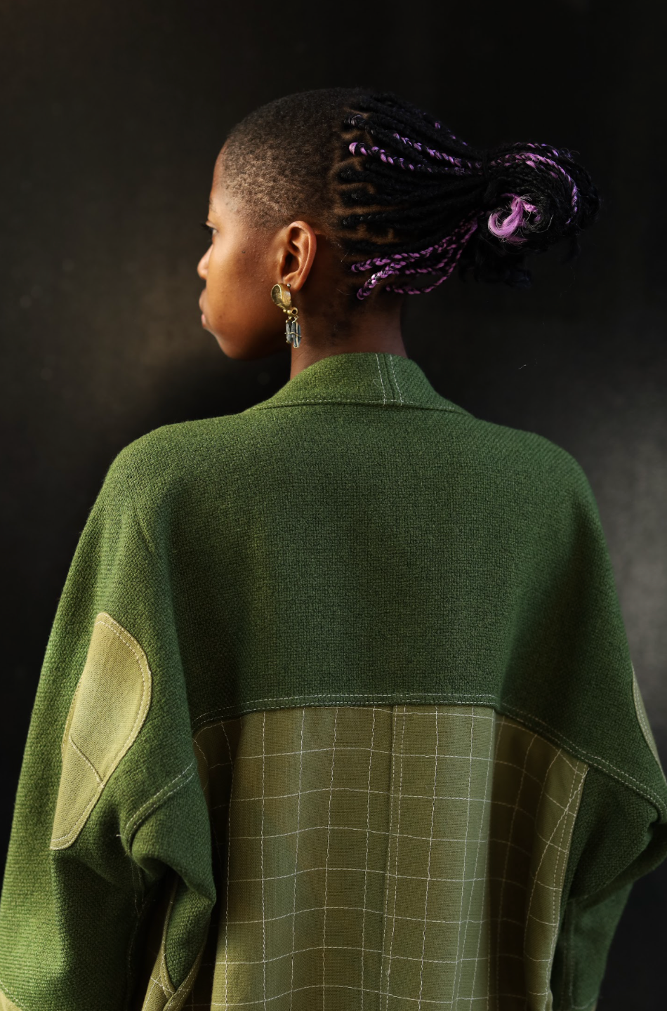 Hand Sewn Checks in Cotton Raglan Kimono Jacket
