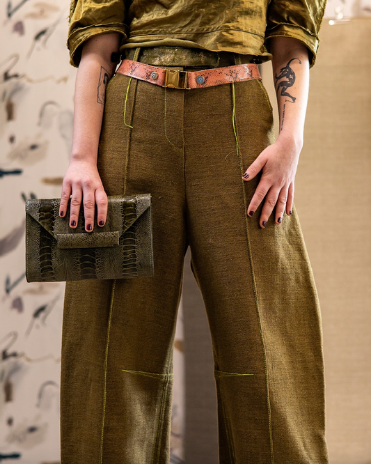 Deadstock Coral Python Peach Leather Belt