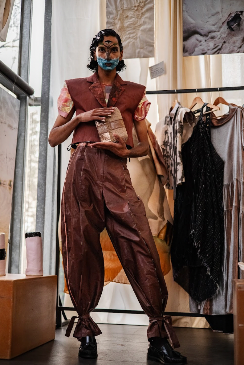 Chocolate Berry Signature Pants in Silk Lamé
