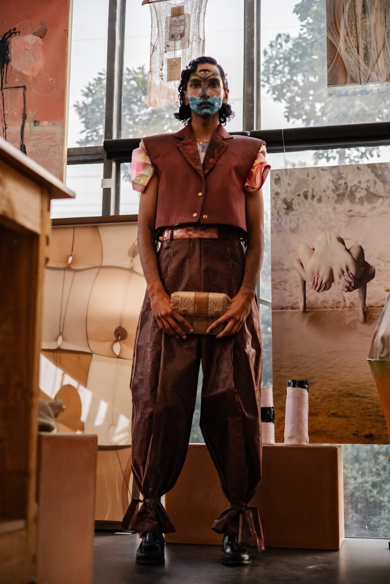 Chocolate Berry Signature Pants in Silk Lamé