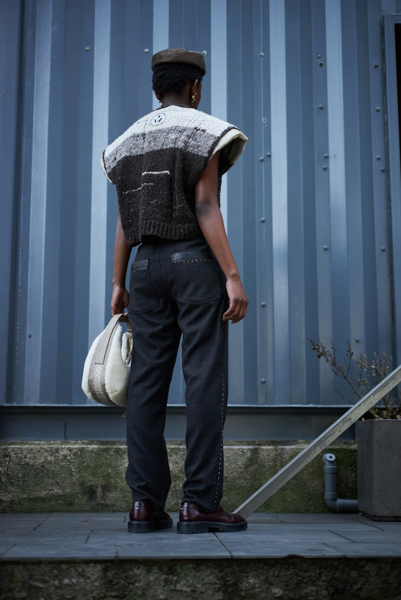 Pixelated Cigarette Pants in Mottled Wool