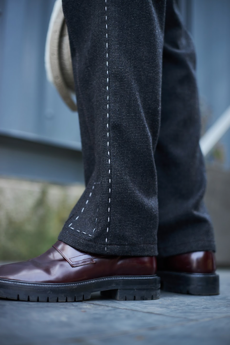 Pixelated Cigarette Pants in Mottled Wool