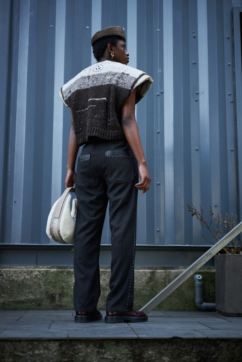 Pixelated Cigarette Pants in Mottled Wool