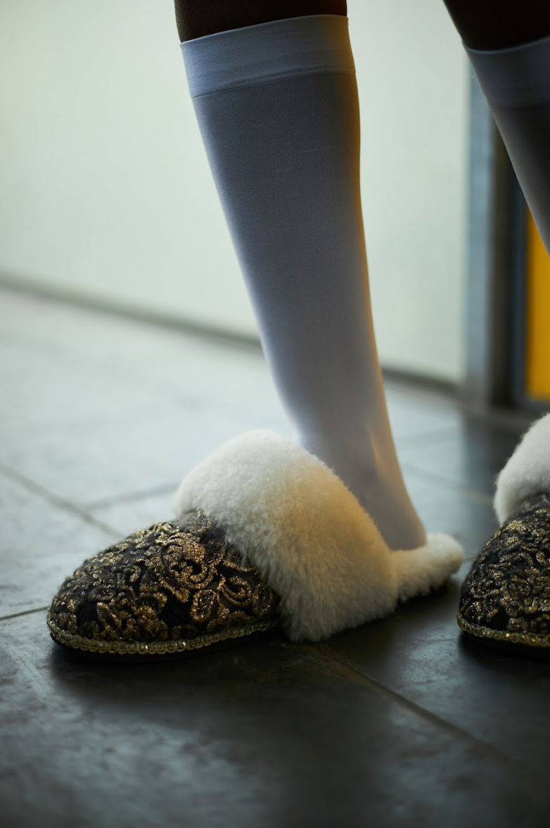 Artisanal Wool and Mohair 'Felt-on-Lace' Slippers