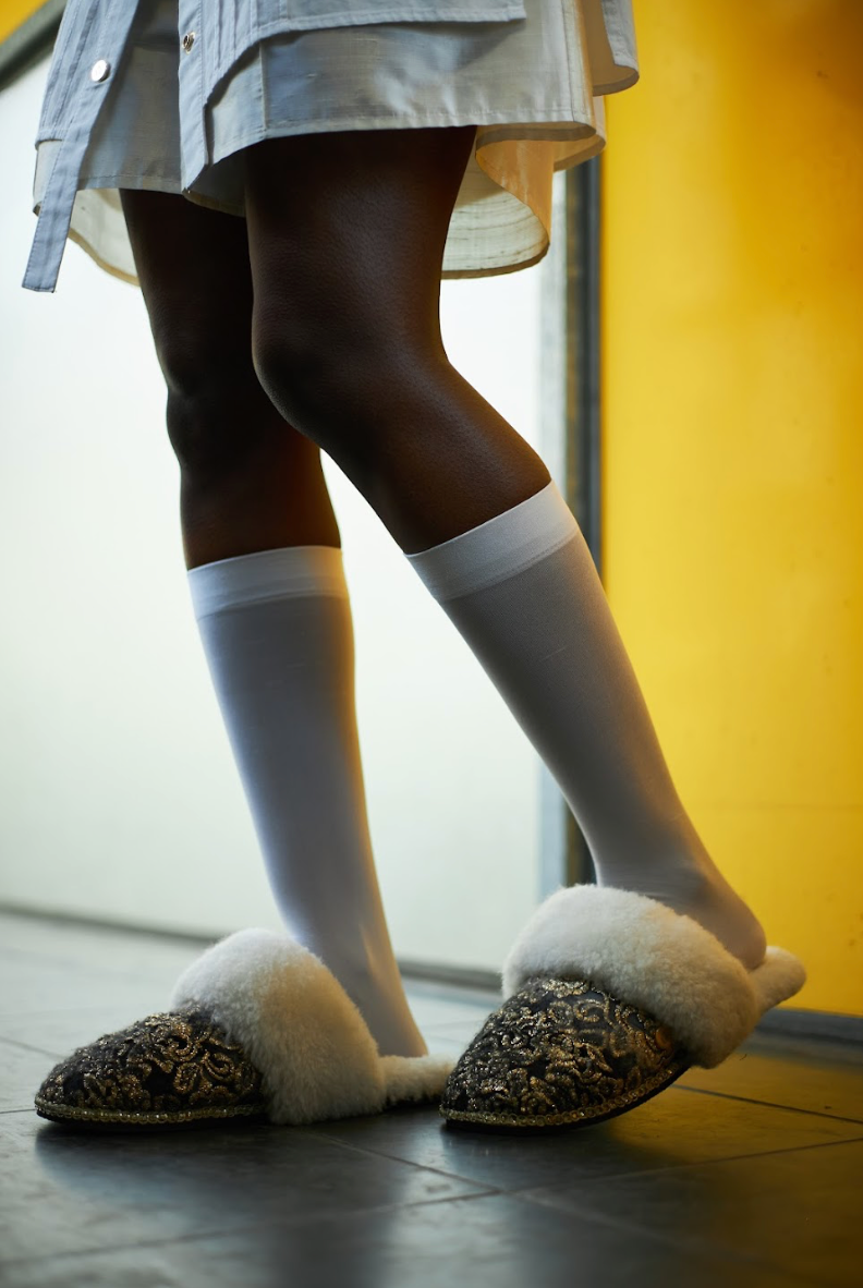 Artisanal Wool and Mohair 'Felt-on-Lace' Slippers