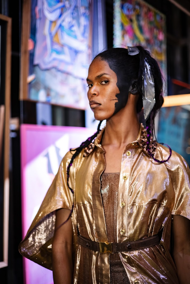 Botanical Dyed Champagne Cocoon Shirt Dress