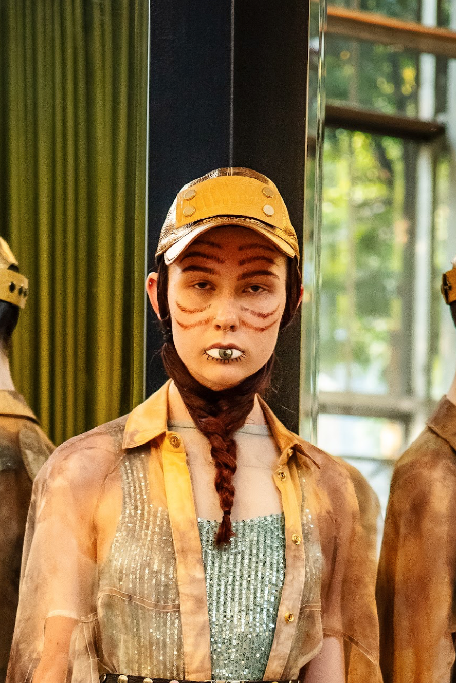 Gold Metallic Bovine Leather Cap