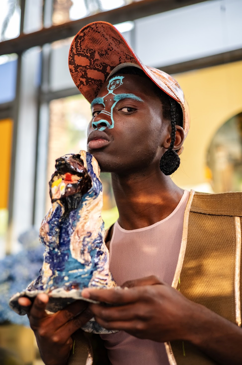 Reclaimed Coral Python Peach Leather Cap